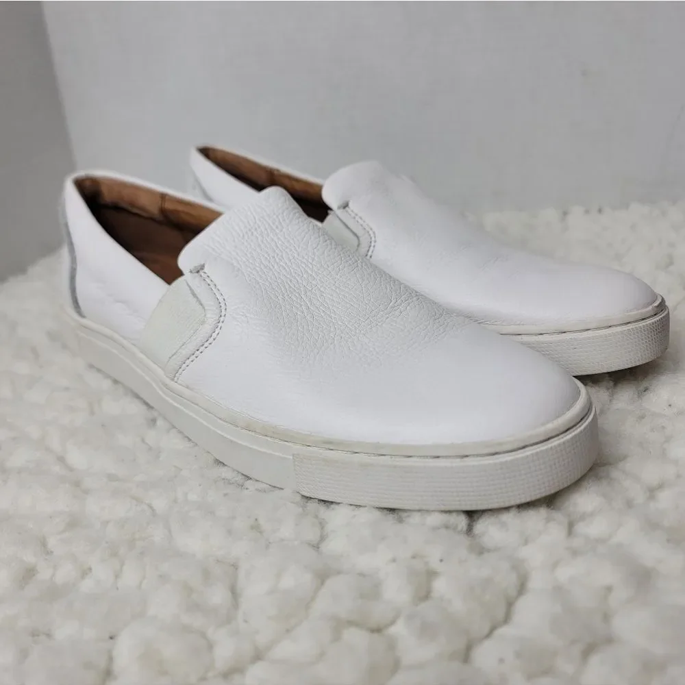 Frye Ivy Slip On Leather Sneakers Womens  Size 8.5M White Casual Shoes
